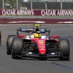 Charles Leclerc leads during the first practice session for the Australian Grand Prix at Albert Park in Melbourne.