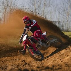 The Ducati Desmo450 MX uses a 449.6cc single-cylinder, liquid-cooled engine. 