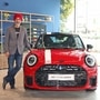 The MINI Cooper S Victory Edition in Chili Red with its signature white stripe.