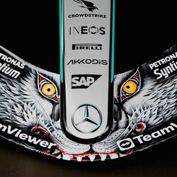 Mercedes W17 showcased in a special wolf-themed livery ahead of the 2026 Japanese Grand Prix at Suzuka.