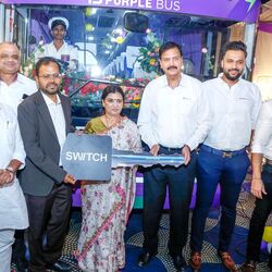 Switch EiV12mt electric coaches flagged off for Mumbai–Pune intercity operations.