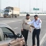 Delhi Traffic Police personnel conduct checks during a citywide special drive against parking violations and wrong-side driving. (HT_PRINT)