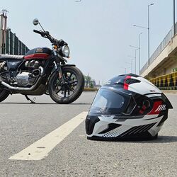Royal Enfield Velocity is offered in three colours. The above one is white, you also get black and grey. 