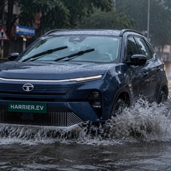 Tata Harrier EV boasts a ground clearance of 205 mm and has a starting ex-showroom price of ₹21.49 lakh