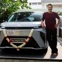 Prabhu Deva taking delivery of the MG M9 EV in Concrete Grey with Black roof