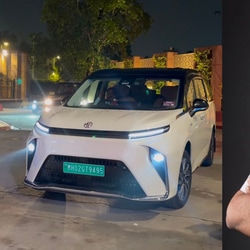 Nitin Gadkari seen in MG M9 electric luxury MPV
