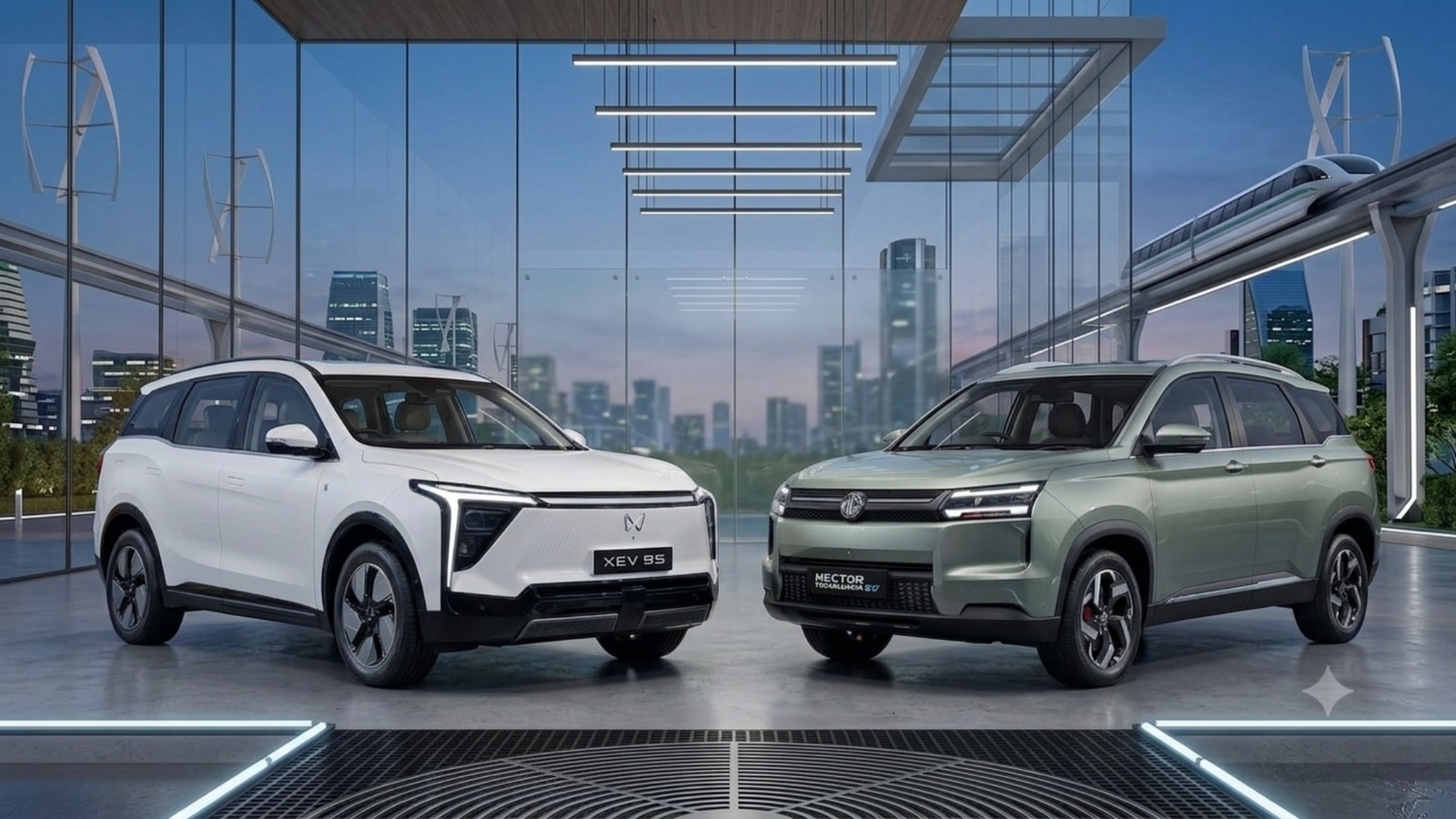 MG Hector Tomahawk EV vs Mahindra XEV 9S spec comparison: price, battery pack, range, features