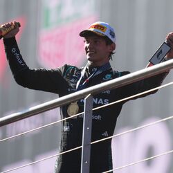 Kimi Antonelli celebrates victory at the Spanish Grand Prix after a dramatic race in Madrid.