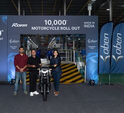 Oben Electric has produced its 10,000th electric motorcycle at the company’s Bengaluru manufacturing facility.
