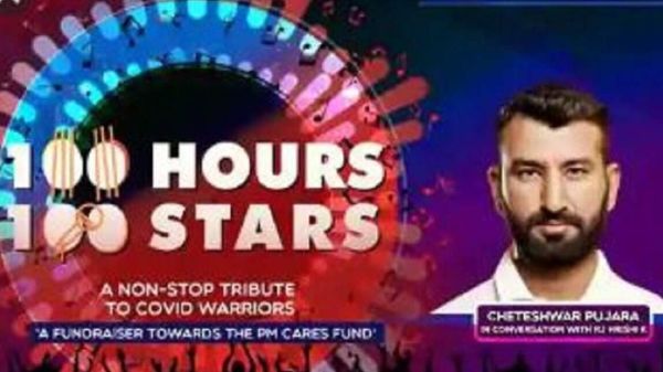 100 Hours 100 Stars-এ চেতেশ্বর পূজারা। 100 Hours 100 Stars-এ চেতেশ্বর পূজারা।