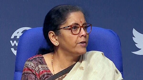 Union Finance Minister Nirmala Sitharaman addresses a press conference at Media Centre in New Delhi on Saturday. (ANI Photo)