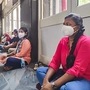 New Delhi: AIIMS nurses during a sit-in protest demanding improvement in working conditions, during the ongoing COVID-19 nationwide lockdown, in New Delhi, Thursday, June 4, 2020. Their demands amongst others also include implementation of a uniform four-hour shift with personal protective equipment in COVID-19 areas of the hospital. (PTI Photo)(PTI04-06-2020_000249B) (PTI)
