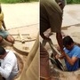 নিজেই ম্যানহোলে নেমে সরেজমিনে সমস্যা দেখে তার সমাধান করলেন ম্যাঙ্গালুরুর বিজেপি পুর প্রতিনিধি মনোহর শেট্টি। ছবি সৌজন্য: ম্যাঙ্গালোর টুডে।