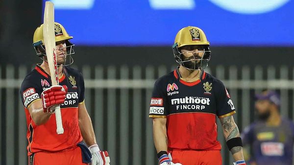 Sharjah: Royal Challengers Bangalore batsman AB de Villiers raises his bat after scoring a half century during a cricket match of IPL 2020 against Kolkata Knight Riders, at Sharjah Cricket Stadium, in Sharjah, Monday, Oct. 12, 2020. (PTI Photo/Sportzpics)(PTI12-10-2020_000224B) (PTI) Sharjah: Royal Challengers Bangalore batsman AB de Villiers raises his bat after scoring a half century during a cricket match of IPL 2020 against Kolkata Knight Riders, at Sharjah Cricket Stadium, in Sharjah, Monday, Oct. 12, 2020. (PTI Photo/Sportzpics)(PTI12-10-2020_000224B) (PTI)