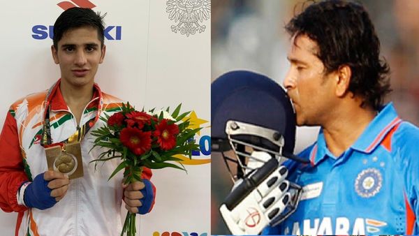 বক্সার সচিন ও ক্রিকেটার সচিন। ছবি- টুইটার। বক্সার সচিন ও ক্রিকেটার সচিন। ছবি- টুইটার।