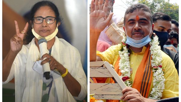 মমতা বন্দ্যোপাধ্যায় এবং শুভেন্দু অধিকারী। (ছবি সৌজন্য সমীর জানা/হিন্দুস্তান টাইমস এবং এএনআই) মমতা বন্দ্যোপাধ্যায় এবং শুভেন্দু অধিকারী। (ছবি সৌজন্য সমীর জানা/হিন্দুস্তান টাইমস এবং এএনআই)