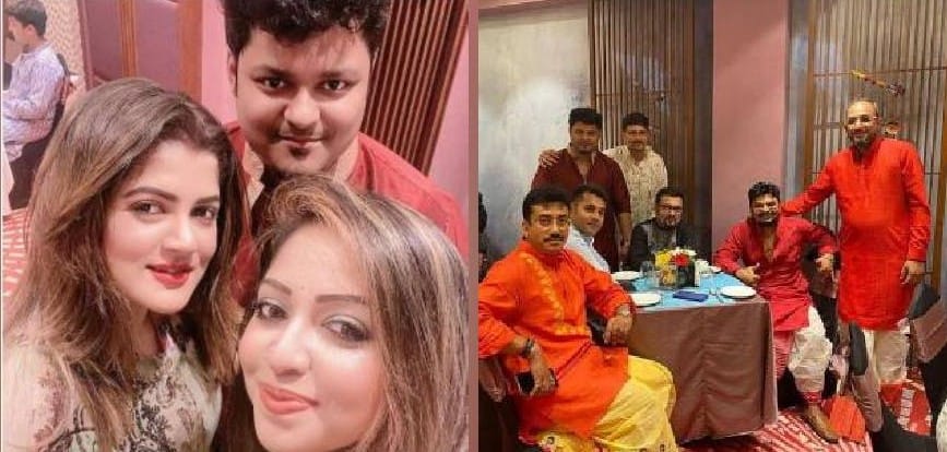 অভিরূপ আর শ্রাবন্তীর পার্টির ছবি। অভিরূপ আর শ্রাবন্তীর পার্টির ছবি।