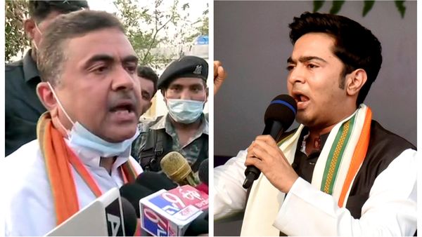 শুভেন্দু অধিকারী এবং অভিষেক বন্দ্যোপাধ্যায়। (ফাইল ছবি, এএনআই এবং পিটিআই) শুভেন্দু অধিকারী এবং অভিষেক বন্দ্যোপাধ্যায়। (ফাইল ছবি, এএনআই এবং পিটিআই)