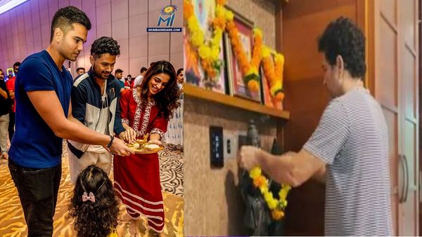 অর্জুন ও সচিন তেন্ডুলকরের গণেশ চতুর্থী পালন। ছবি- টুইটার। অর্জুন ও সচিন তেন্ডুলকরের গণেশ চতুর্থী পালন। ছবি- টুইটার।