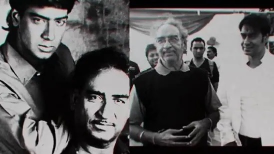 বাবা বীরু দেবগণের সঙ্গে এক ফ্রেমে অজয়। (ছবি সৌজন্যে - হিন্দুস্তান টাইমস)