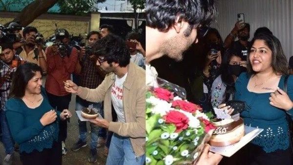 ফ্যানের বুকে নিজের নাম ও জন্মতারিখের ট্যাটু দেখে চমকে উঠলেন কার্তিক। (ছবি সৌজন্যে - হিন্দুস্তান টাইমস) ফ্যানের বুকে নিজের নাম ও জন্মতারিখের ট্যাটু দেখে চমকে উঠলেন কার্তিক। (ছবি সৌজন্যে - হিন্দুস্তান টাইমস)