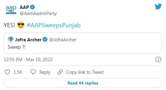 পঞ্জাবে জয়ের পর আর্চারের টুইট রিটুইট আম আদমি পার্টির