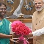প্রধানমন্ত্রী নরেন্দ্র মোদীর সঙ্গে দ্রৌপদী মুর্মু (PTI Photo)  (PTI)
