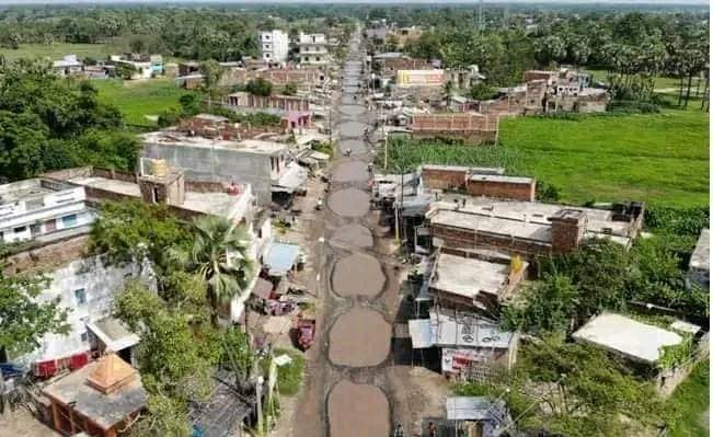 drone shot of the road