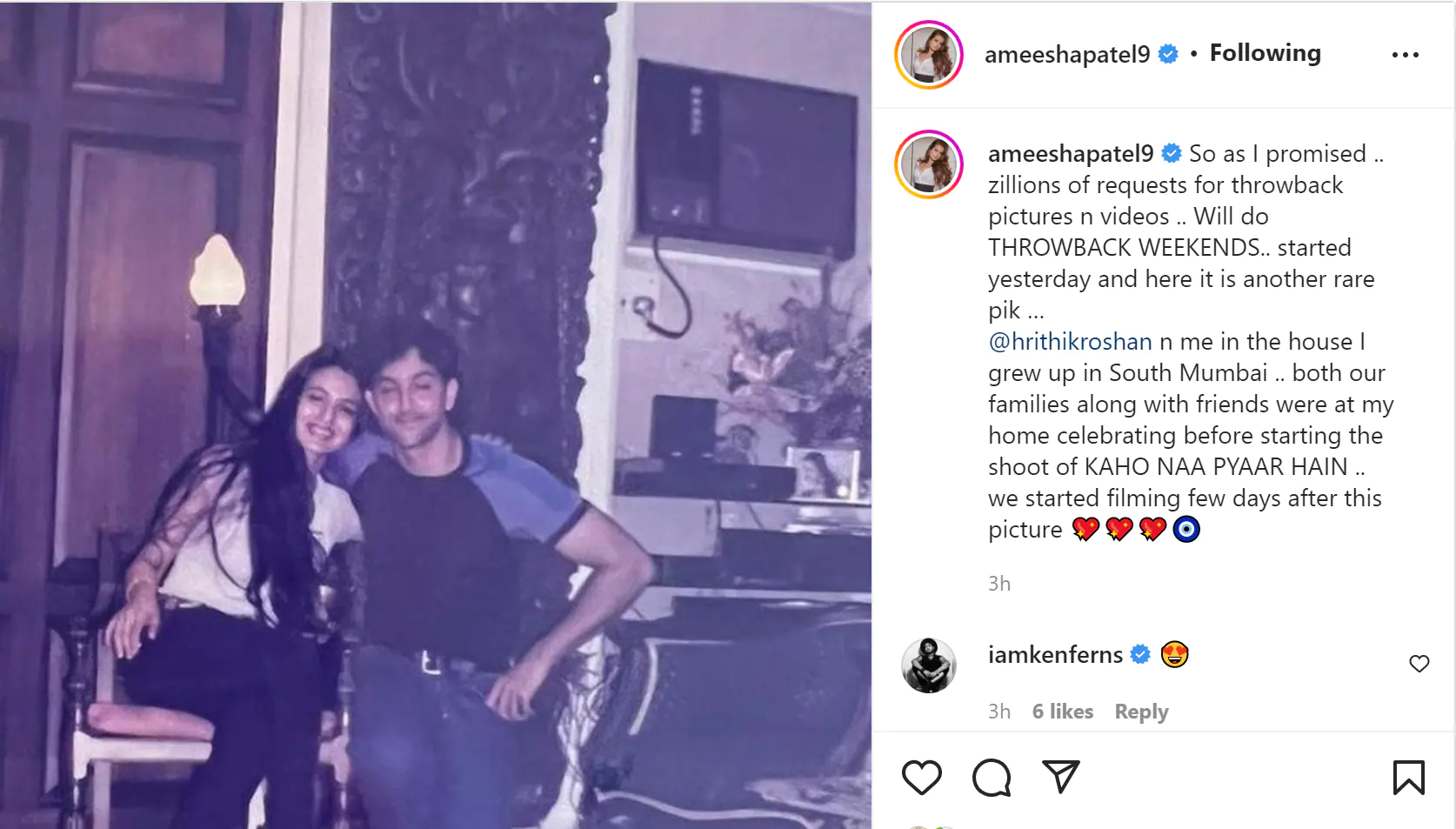 অমিশার ইনস্টাগ্রাম পোস্ট।