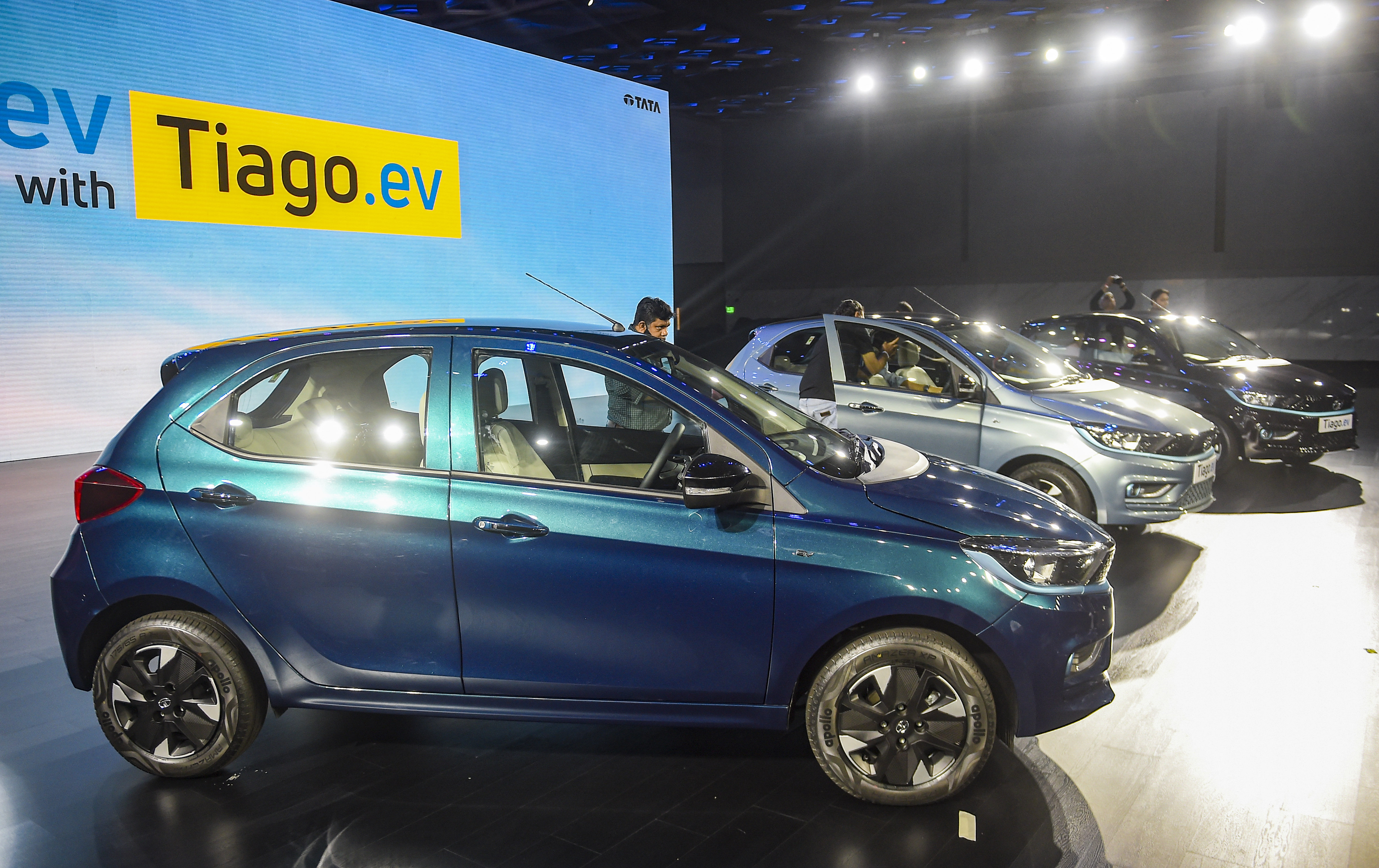 Mumbai: Tata Motors Tiago.ev during its launch, in Mumbai, Wednesday, Sept. 28, 2022. Tiago.ev is Tata Motors' first electric vehicle in hatchback segment. (PTI Photo/Kunal Patil) (PTI09_28_2022_000066A) Mumbai: Tata Motors Tiago.ev during its launch, in Mumbai, Wednesday, Sept. 28, 2022. Tiago.ev is Tata Motors' first electric vehicle in hatchback segment. (PTI Photo/Kunal Patil) (PTI09_28_2022_000066A)