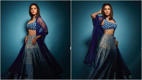 Nushrratt Bharuccha: नील परी!! नुसरत भरुच्चाचा लेहेंगा लूक,पाहा लेटेस्ट  फोटो-nusrat bharucha blue lehenga look see photos