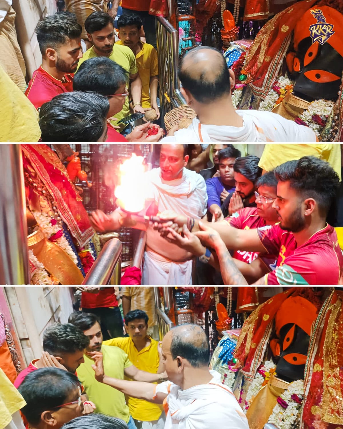 <p>কোচ চন্দ্রকান্ত পণ্ডিতকে সঙ্গে নিয়ে কালীঘাট মন্দিরে পুজো দিচ্ছেন নীতিশ রানা (ছবি-কেকেআর)</p> <p>কোচ চন্দ্রকান্ত পণ্ডিতকে সঙ্গে নিয়ে কালীঘাট মন্দিরে পুজো দিচ্ছেন নীতিশ রানা (ছবি-কেকেআর)</p>