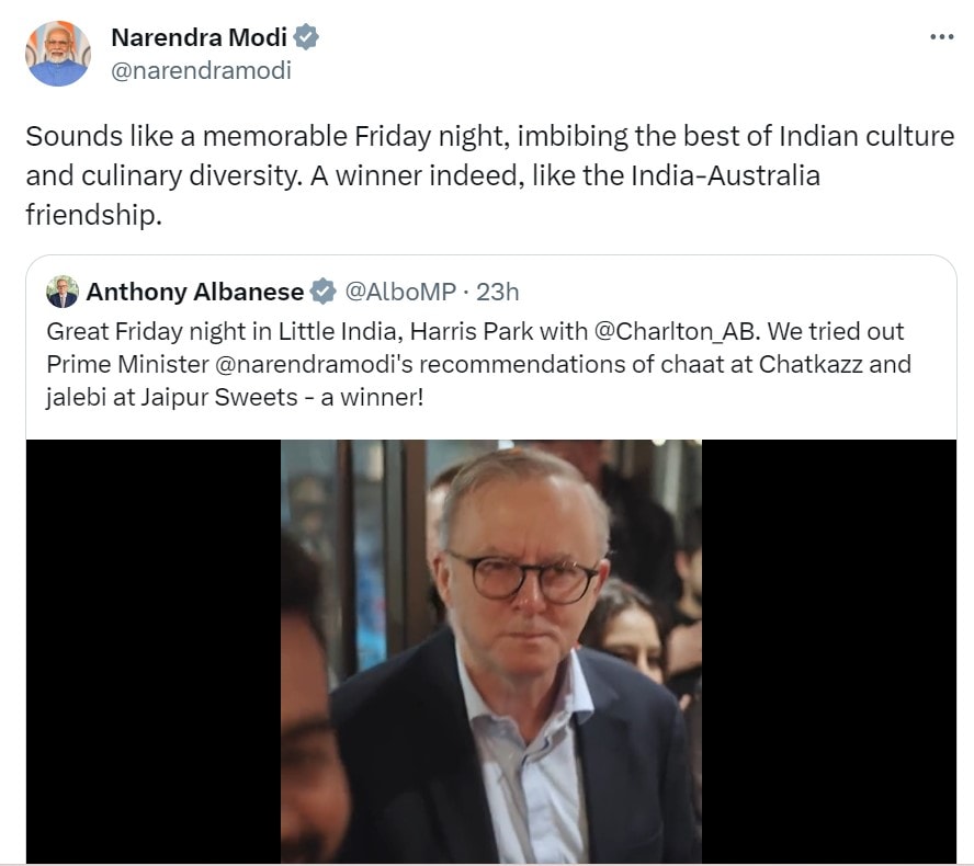 Aussie PM eating Indian Chat: মোদীর কথায় চাট ও জিলিপি খেলেন অজি প্রধানমন্ত্রী, জবাবে কী বললেন নমো?