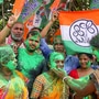 <p>তৃণমূল কংগ্রেসের উল্লাস</p> (PTI)