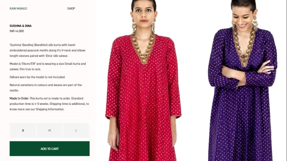 <p>সিল্কের বাঁধেজ স্যুটের দাম যেটি দীপিকা পাড়ুকোন ও ইয়ামি গৌতম পরেছিলেন। (rawmango.com)</p>