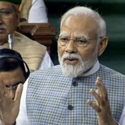 <p>New Delhi, Sept 18 (ANI): Prime Minister Narendra Modi speaks in the Lok Sabha on the first day of the Special Session of Parliament, in New Delhi on Monday. (ANI Photo/SansadTV)</p> (ANI)