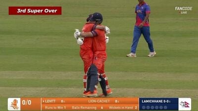 তৃতীয় সুপার ওভার শেষে জয়, নেপালের বিরুদ্ধে উচ্ছ্বাস নেদারল্যান্ডসের। (ছবি সৌজন্যে এক্স)