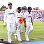 Cricket - International Test Match Series - First Test - England v India - Headingley Cricket Ground, Leeds, Britain - June 21, 2025 India's Shubman Gill, Rishabh Pant and Shardul Thakur walk back after rain delays play Action Images via Reuters/Craig Brough (Action Images via Reuters)