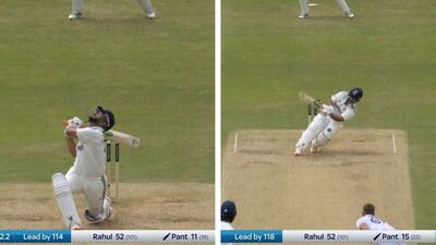 চার বলের মধ্যে সেই দুই ভয়ংকর শট ঋষভ পন্তের। (ছবি সৌজন্যে এক্স) চার বলের মধ্যে সেই দুই ভয়ংকর শট ঋষভ পন্তের। (ছবি সৌজন্যে এক্স)