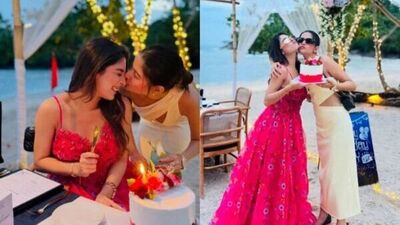 থাইল্যান্ডে জন্মদিনে উপলক্ষে গোলাপি রঙের ফ্লোরাল গাউনে ধরা দিয়েছিলেন অদ্রিজা। দেবচন্দ্রিমা পরেছিলেন সাদা রঙের গাউন। সমুদ্রের পাড়ে বন্ধুর গালে চুমু এঁকে জন্মদিন উদযাপন করেন দেবচন্দ্রিমা। 