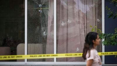 Bullet holes are seen in the windows of a cafe, in Surrey, British Columbia, Thursday, July 10, 2025, as Surrey Police investigate shots that were fired at Kap's Cafe, which is linked to comic and television host Kapil Sharma, who posted a video of the new establishment on Instagram this week. AP/PTI(AP07_11_2025_000006B) (AP) Bullet holes are seen in the windows of a cafe, in Surrey, British Columbia, Thursday, July 10, 2025, as Surrey Police investigate shots that were fired at Kap's Cafe, which is linked to comic and television host Kapil Sharma, who posted a video of the new establishment on Instagram this week. AP/PTI(AP07_11_2025_000006B) (AP)