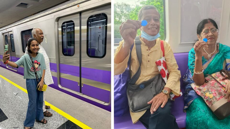 কলকাতা এয়ারপোর্ট মেট্রো চলবে শনিবার এবং রবিবারও। অর্থাৎ কলকাতা মেট্রোর ব্লু লাইন (দক্ষিণেশ্বর-শহিদ ক্ষুদিরাম) এবং ইস্ট-ওয়েস্ট মেট্রোর (হাওড়া ময়দান-সল্টলেক সেক্টর ফাইভ) মতোই সপ্তাহের প্রতিদিনই নোয়াপাড়া-কলকাতা এয়ারপোর্ট লাইনেও মেট্রো চলবে। কলকাতা মেট্রো কর্তৃপক্ষের তরফে জানানো হয়েছে, আগামী ১৩ সেপ্টেম্বর (এই শনিবার) থেকে সপ্তাহান্তে পরিষেবা চালু করা হচ্ছে। (ছবি সৌজন্যে Metro Railways)