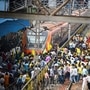 Ranchi: Members of the Kurmi community block railway tracks during a protest demanding Scheduled Tribe status, at Muri railway station, in Ranchi district, Jharkhand, Saturday, Sept. 20, 2025. (PTI Photo)(PTI09_20_2025_000546A) (PTI)