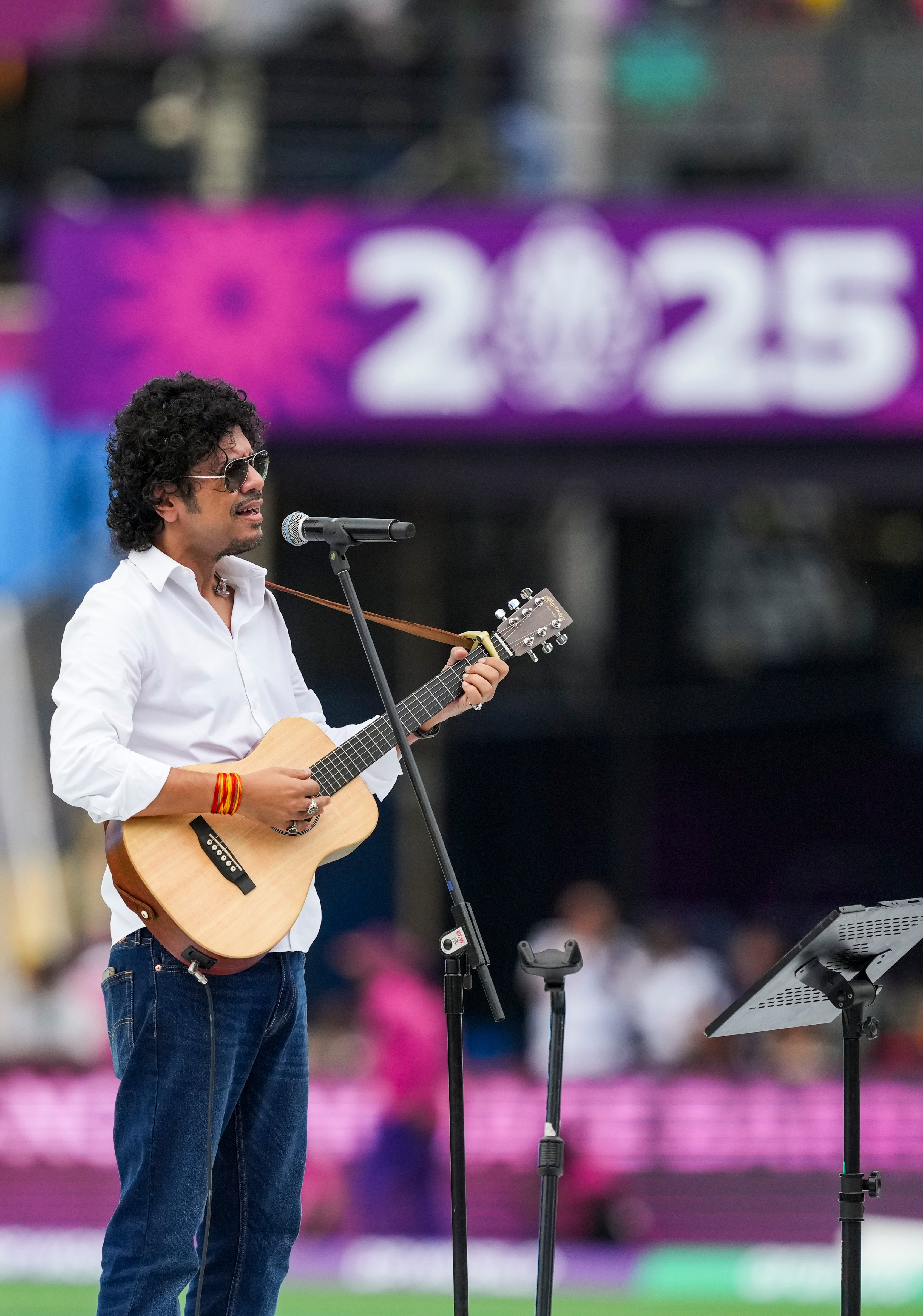 Guwahati: Singer Papon performs to pay tribute to deceased singer Zubeen Garg before the start of the ICC Women's Cricket World Cup 2025 match between India and Sri Lanka, at ACA Stadium, Barsapara, in Guwahati, Tuesday, Sept. 30, 2025. (PTI Photo/Swapan Mahapatra)(PTI09_30_2025_000213B) Guwahati: Singer Papon performs to pay tribute to deceased singer Zubeen Garg before the start of the ICC Women's Cricket World Cup 2025 match between India and Sri Lanka, at ACA Stadium, Barsapara, in Guwahati, Tuesday, Sept. 30, 2025. (PTI Photo/Swapan Mahapatra)(PTI09_30_2025_000213B)