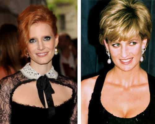 Jessica Chastain (left) and Princess Diana (right)
</div) Jessica Chastain (left) and Princess Diana (right)
</div)