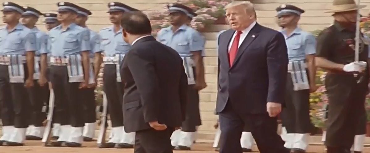 <p>President Trump greeted with 21-gun salute at Rashtrapati Bhavan</p>