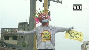 <p>Coronavirus-themed effigy comes up in Nagpur to spread awareness</p>