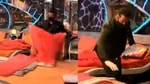 Bigg Boss 14 host Salman Khan makes Rakhi Sawant's bed. Bigg Boss 14 host Salman Khan makes Rakhi Sawant's bed.