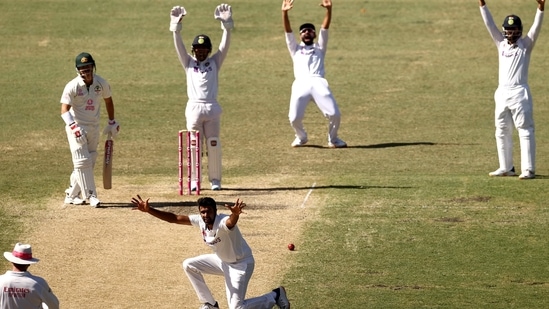 India's Ravichandran Ashwin appeals for the wicket on the third day of the Third Test Match at Sydney Cricket Ground, in Sydney.
