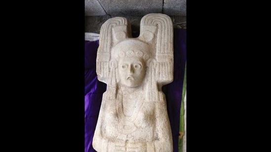 The carved woman has an elaborate hairpiece and marks of status, and may date to around 1450 to 1521, The National Institute of Anthropology and History said.(AP) The carved woman has an elaborate hairpiece and marks of status, and may date to around 1450 to 1521, The National Institute of Anthropology and History said.(AP)